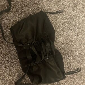Black Lace-Up Corset Top